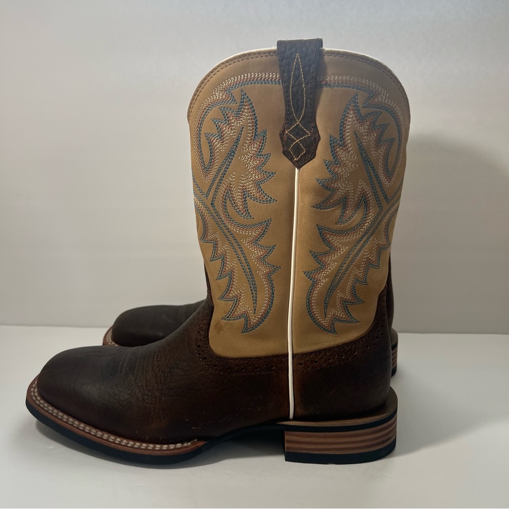Ariat Men's Brown & Tan Western Cowboy Boots - Classic Pull-On Style - Picture 2 of 11